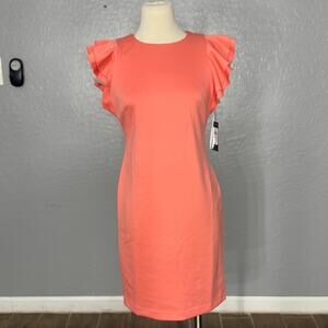 Tommy Hilfiger Ruffle Cap Sleeve Dress Tangerine Melon Size 10P